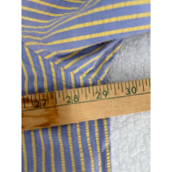 Lands End Yellow And Gray Striped Collar Long Sleeve Button Down Shirt XXL Tall - Picture 4 of 7